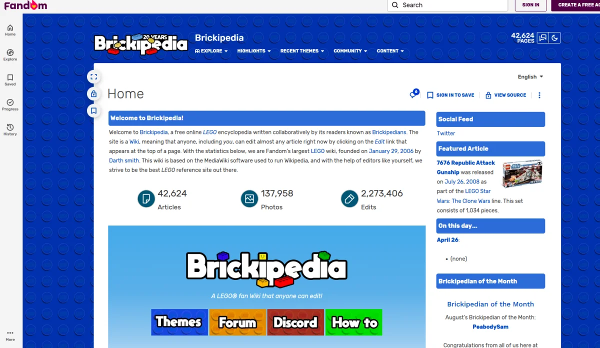 Brickpedia screenshot preview